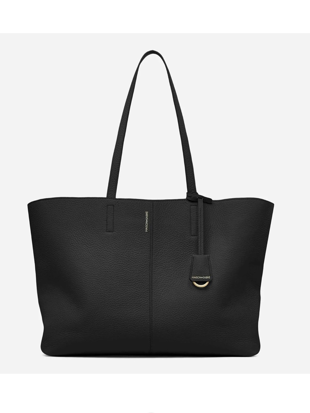 Maison De Sabre Large Leather Zipped Soft Tote Black Caviar Leather